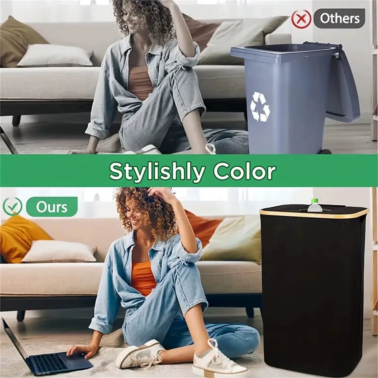 1 Set Kitchen Recycling Bin & Storage Bags, Kitchen Recycle Bin,100L Large Capacity Bottle Recycle Bin with Removable Tote Bags,