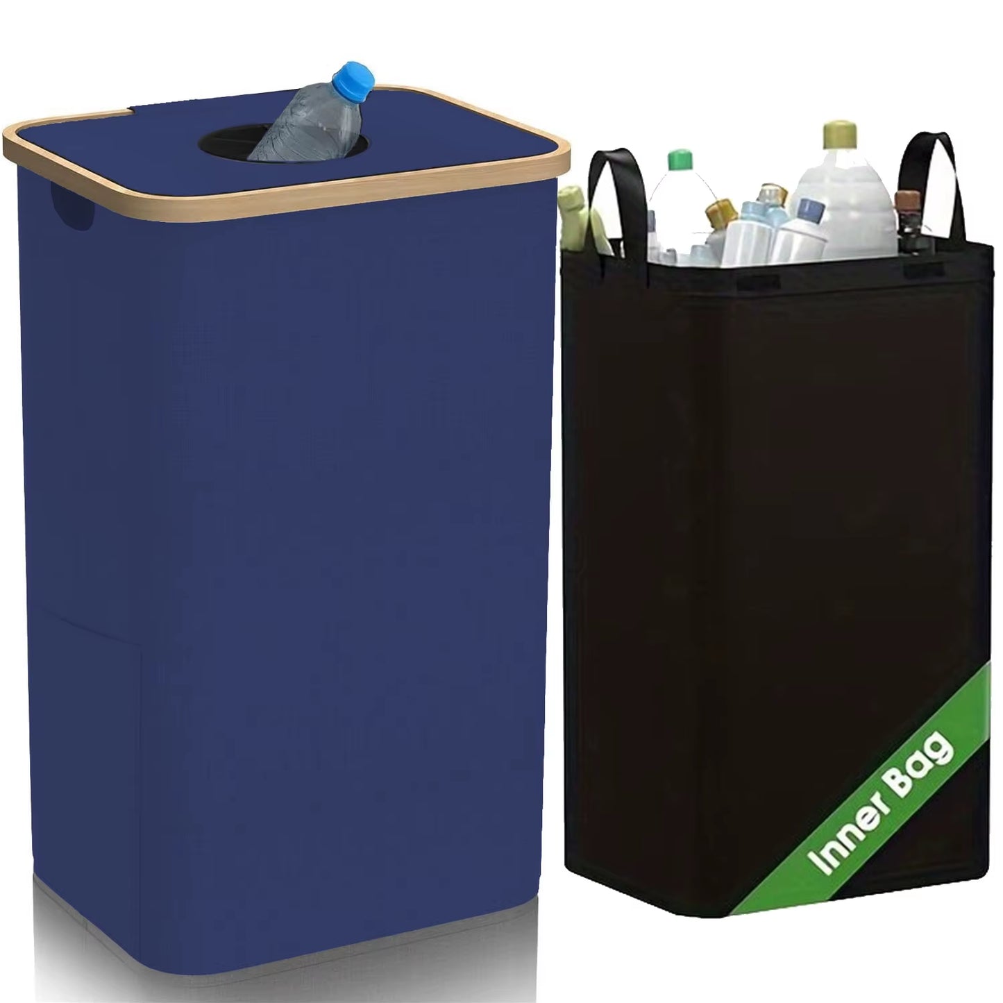 1 Set Kitchen Recycling Bin & Storage Bags, Kitchen Recycle Bin,100L Large Capacity Bottle Recycle Bin with Removable Tote Bags,