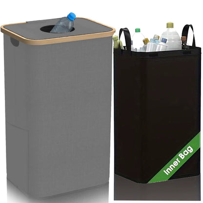 1 Set Kitchen Recycling Bin & Storage Bags, Kitchen Recycle Bin,100L Large Capacity Bottle Recycle Bin with Removable Tote Bags,